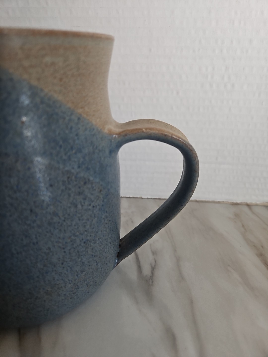 J. Scherb Art Studio Pottery Pitcher Blue Accent Signed 1990