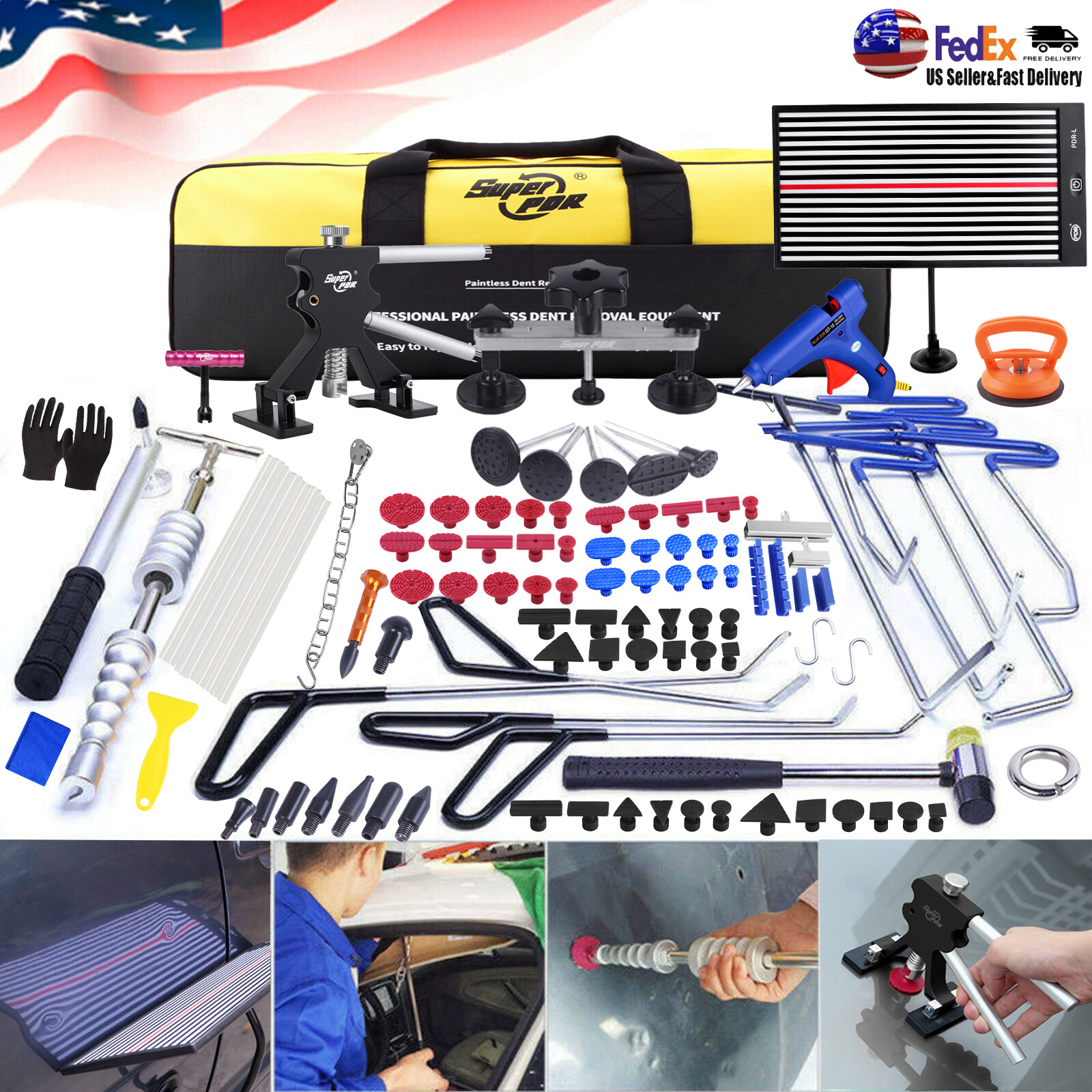 118 Pcs Paintless Dent Removal Rods Stainless Steel Tool Kit Dent Repair Tools