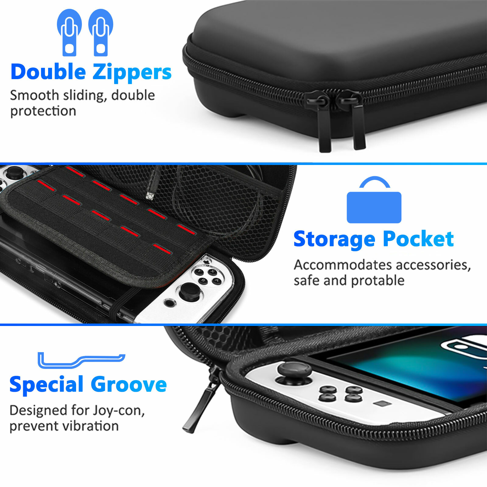 Carrying Case Bag+Tempered Glass Protector+Shell Cover For Nintendo Switch OLED