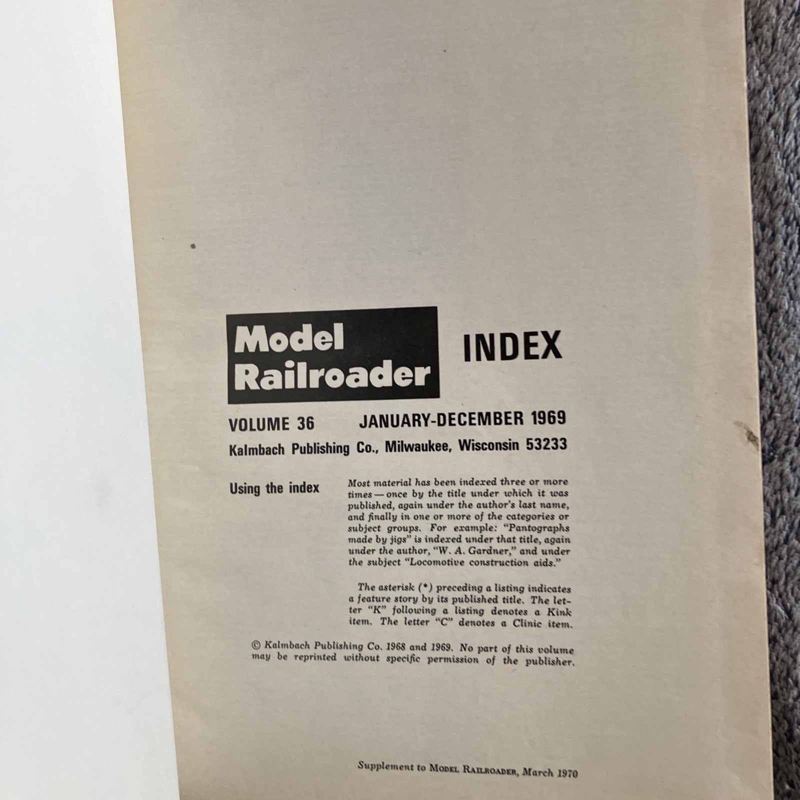 Model Railroader Vol.36-Bound Volume 1969–12 Issues