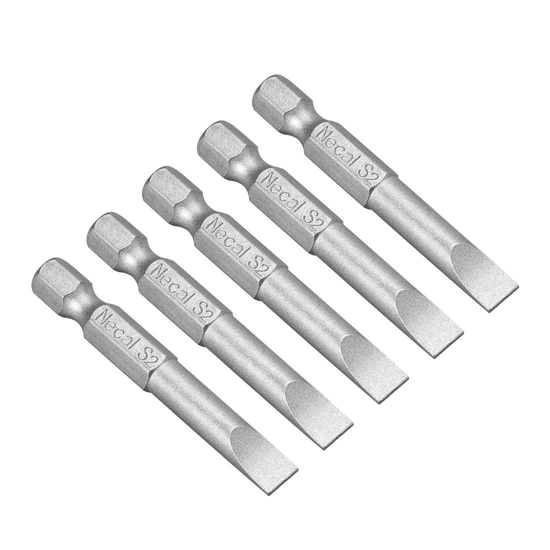 5pcs 6mm Slotted Tip Magnetic Flat Head Screwdriver Bits 1/4 Inch Hex Shank S2