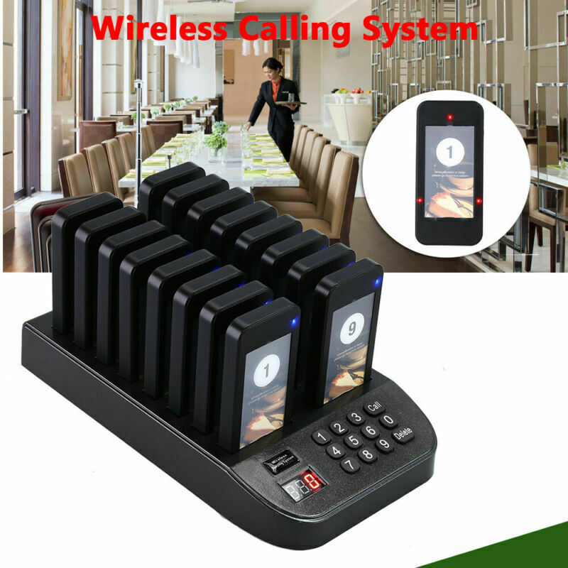 Restaurant Pager Calling Button Keypad+16 Receiver Wireless Paging Queue System