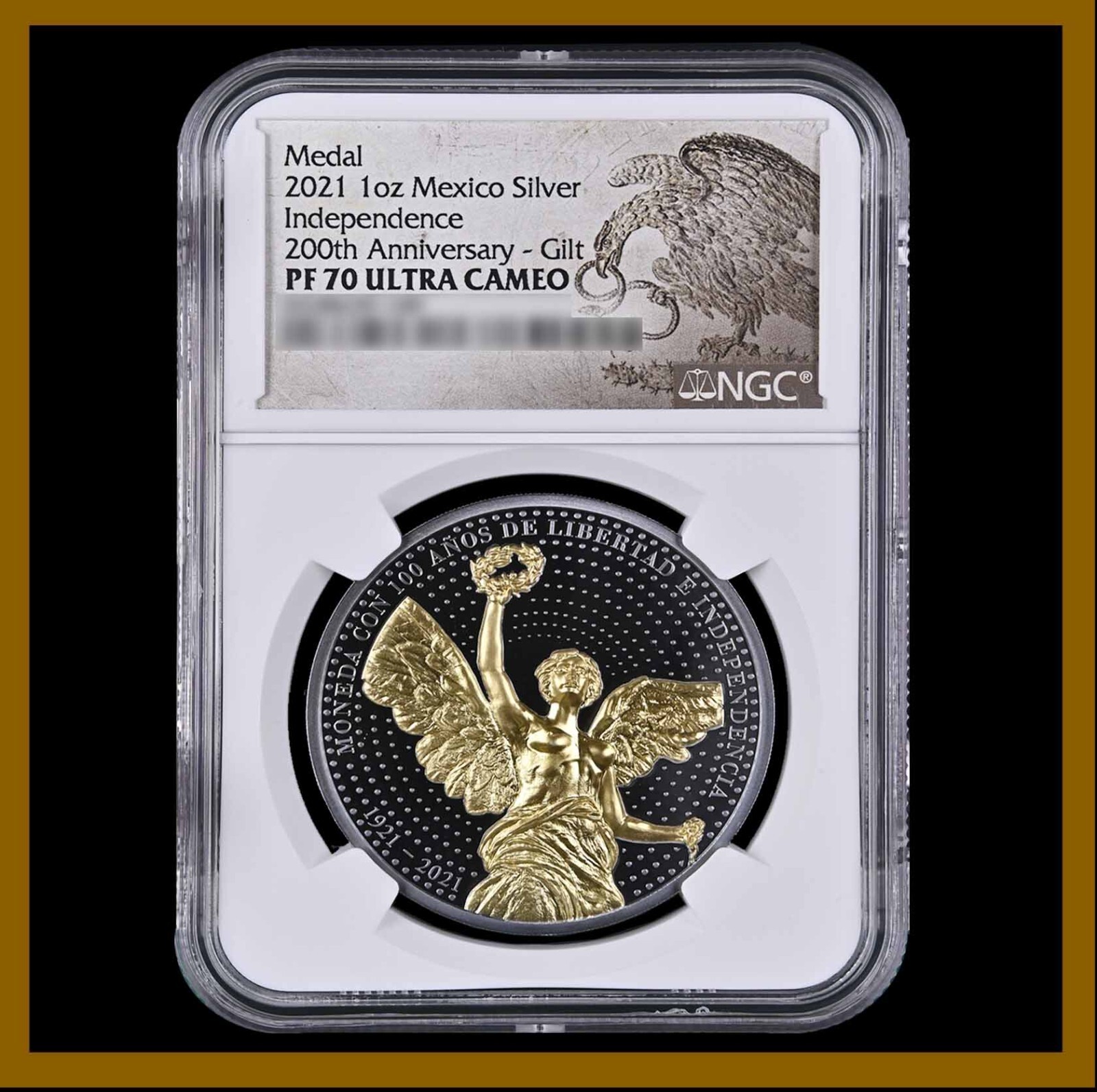 Mexico Medal 1 oz Silver Coin, 2021 200th Independence Anni NGC PF 70 Official