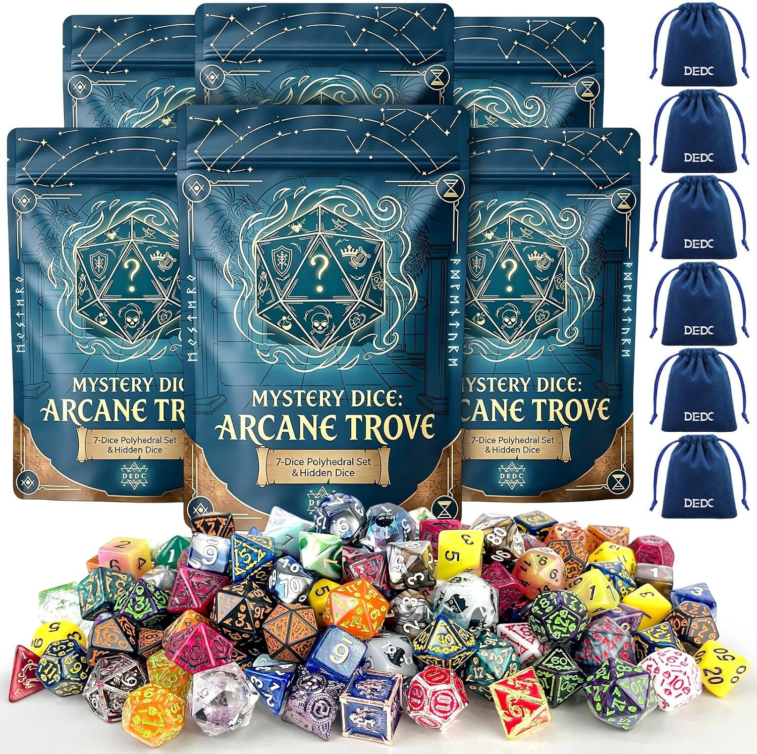 42 PCS DND Dice Set, 6 Mystery Bags for Dice Goblins and RPG Games | DND