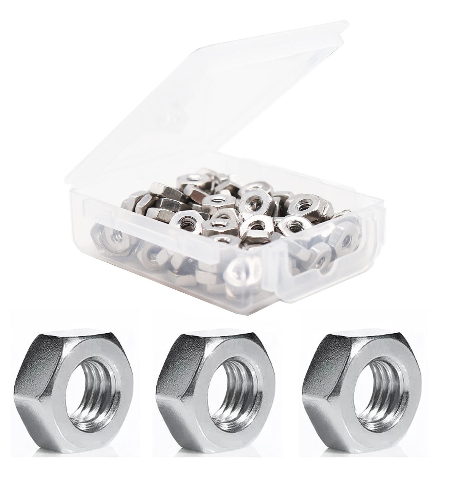 binifiMux 150 pcs M3 Hex Nuts, Stainless Steel 3mm I.D Hex Nuts, Silver M3 He...