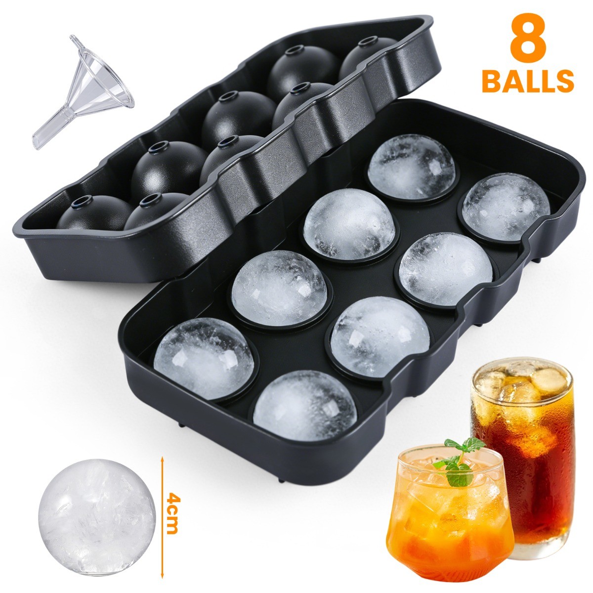 Round Silicone Ice Cube Tray Sphere Mold Whiskey Cocktail Ice Ball Maker New