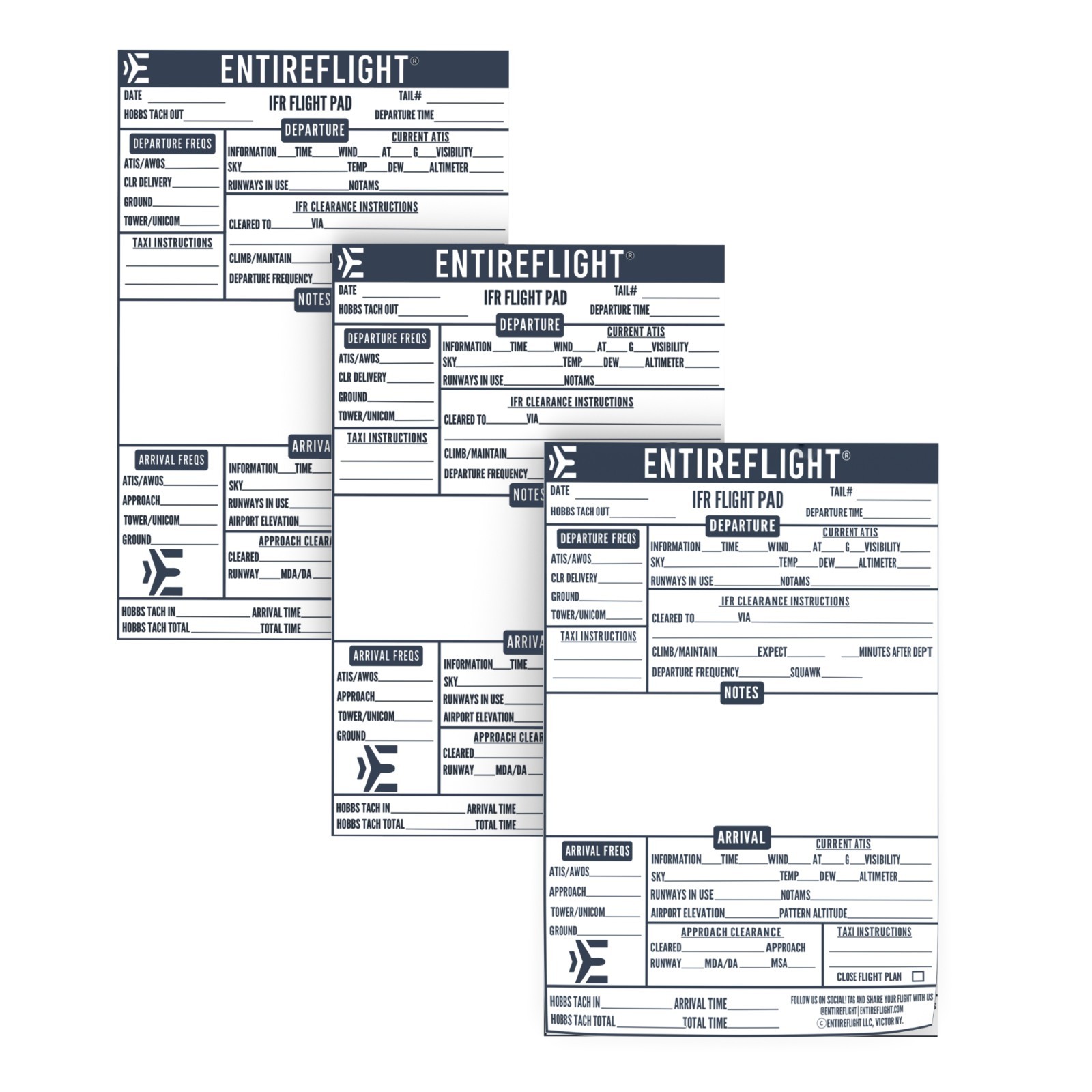 EntireFlight IFR Flight Notepad Instrument Pilot Cockpit Aviation Pad