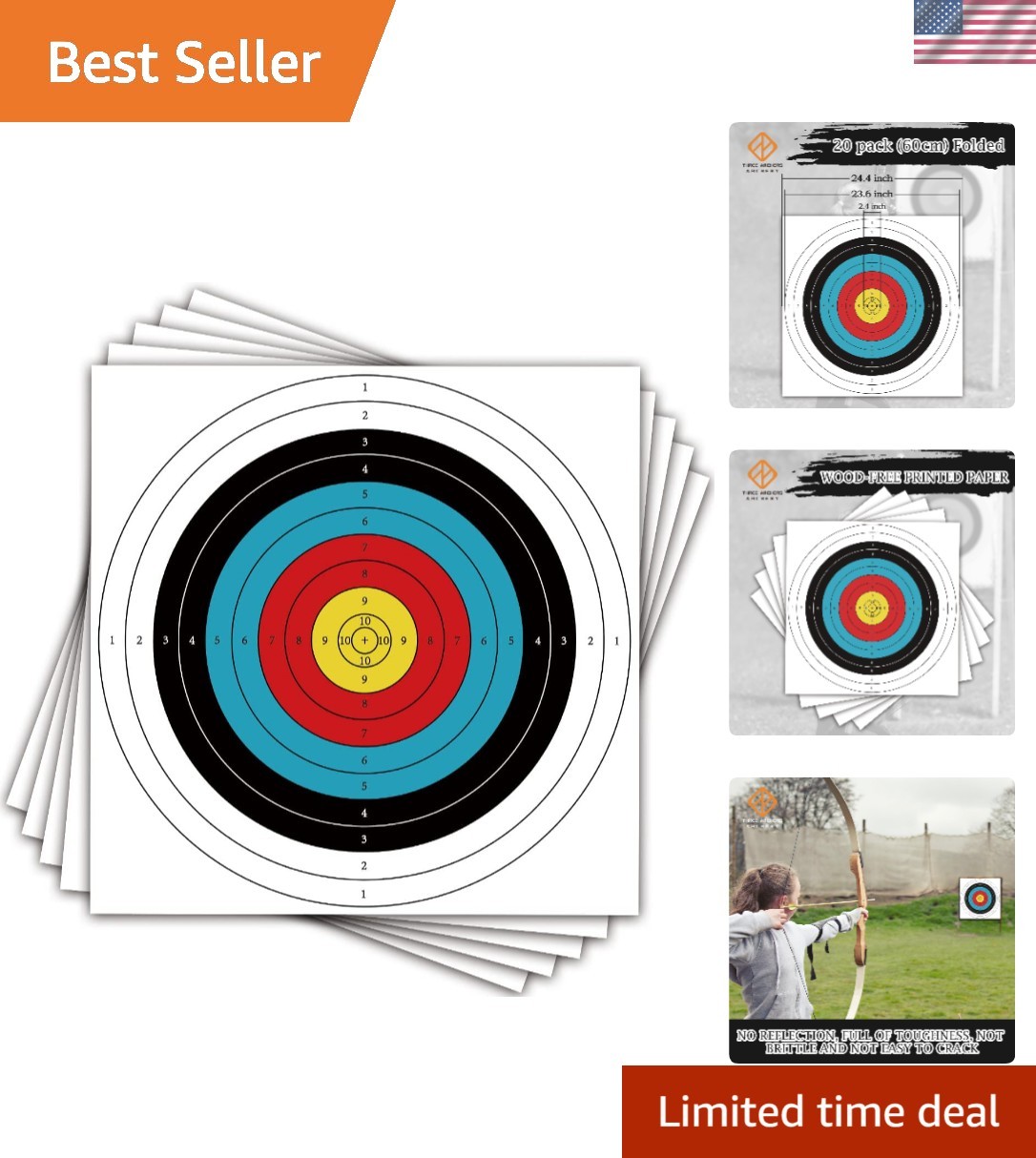 Cost-Effective Archery Target Paper – 20pcs, Ideal for Training and Competitions