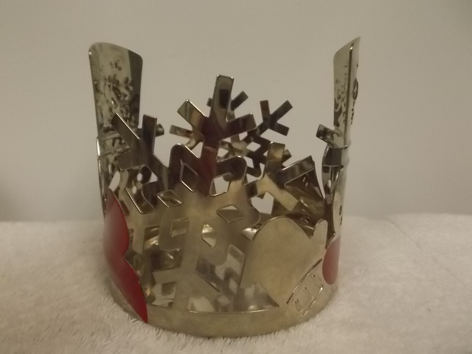 Christmas Holiday Snowman Red Scarf Metal Candle Holder Sleeve