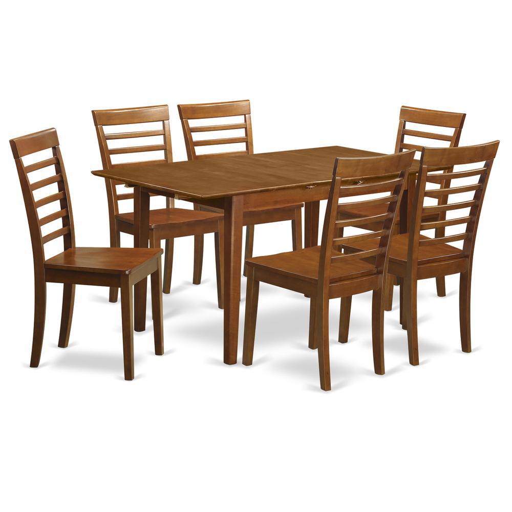 7 PC Kitchen Tables and chair set Table with a 12in Leaf and 6 ...