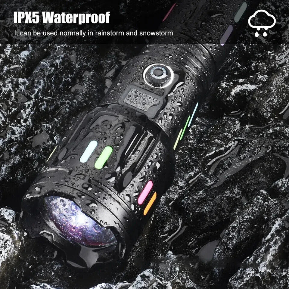 Set of 2 Super Bright LED Tactical Flashlight Rechargeable LED Work Light