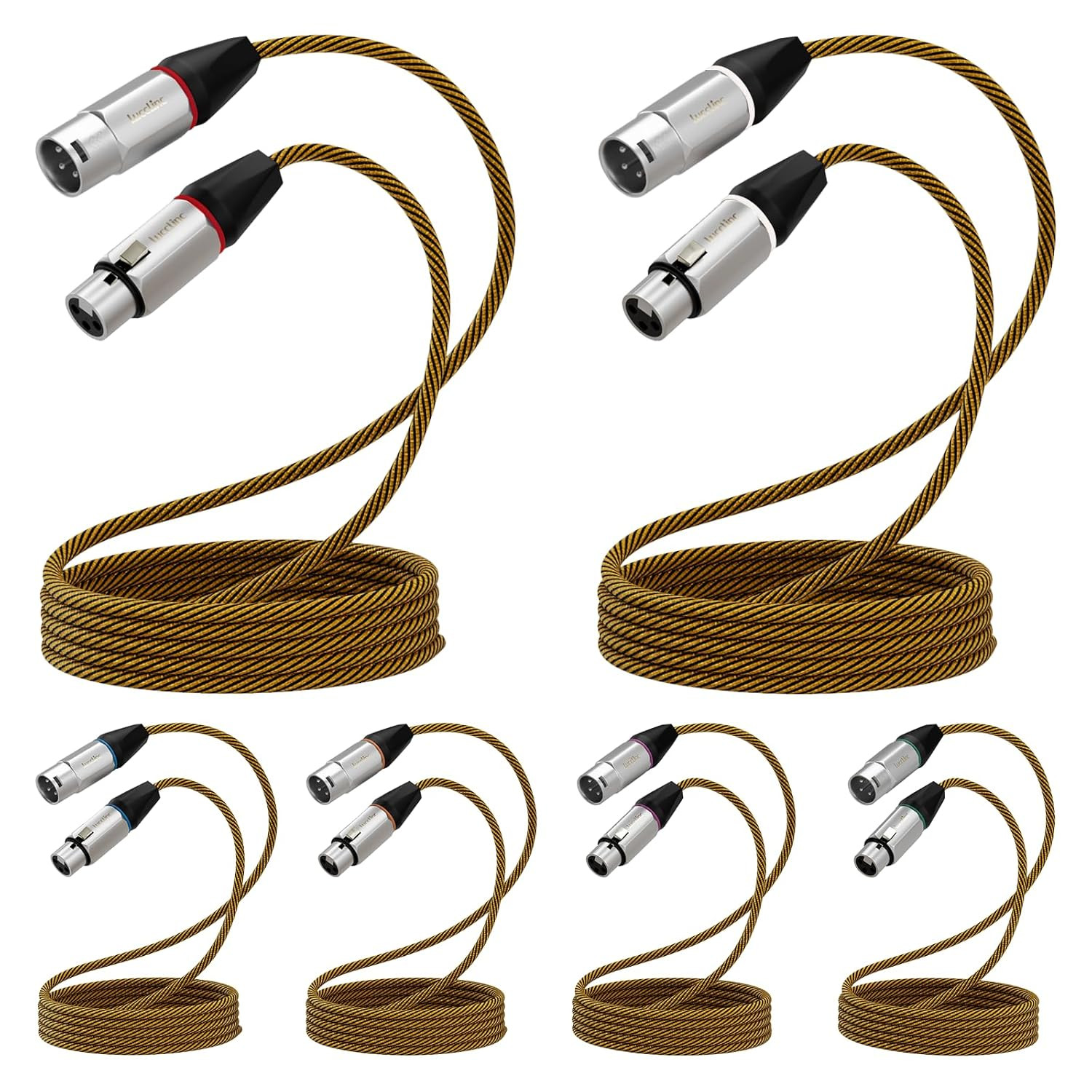 10Ft XLR Cables 6 Pack, Durable Nylon Braided Male to Female Microphone Cable,Co