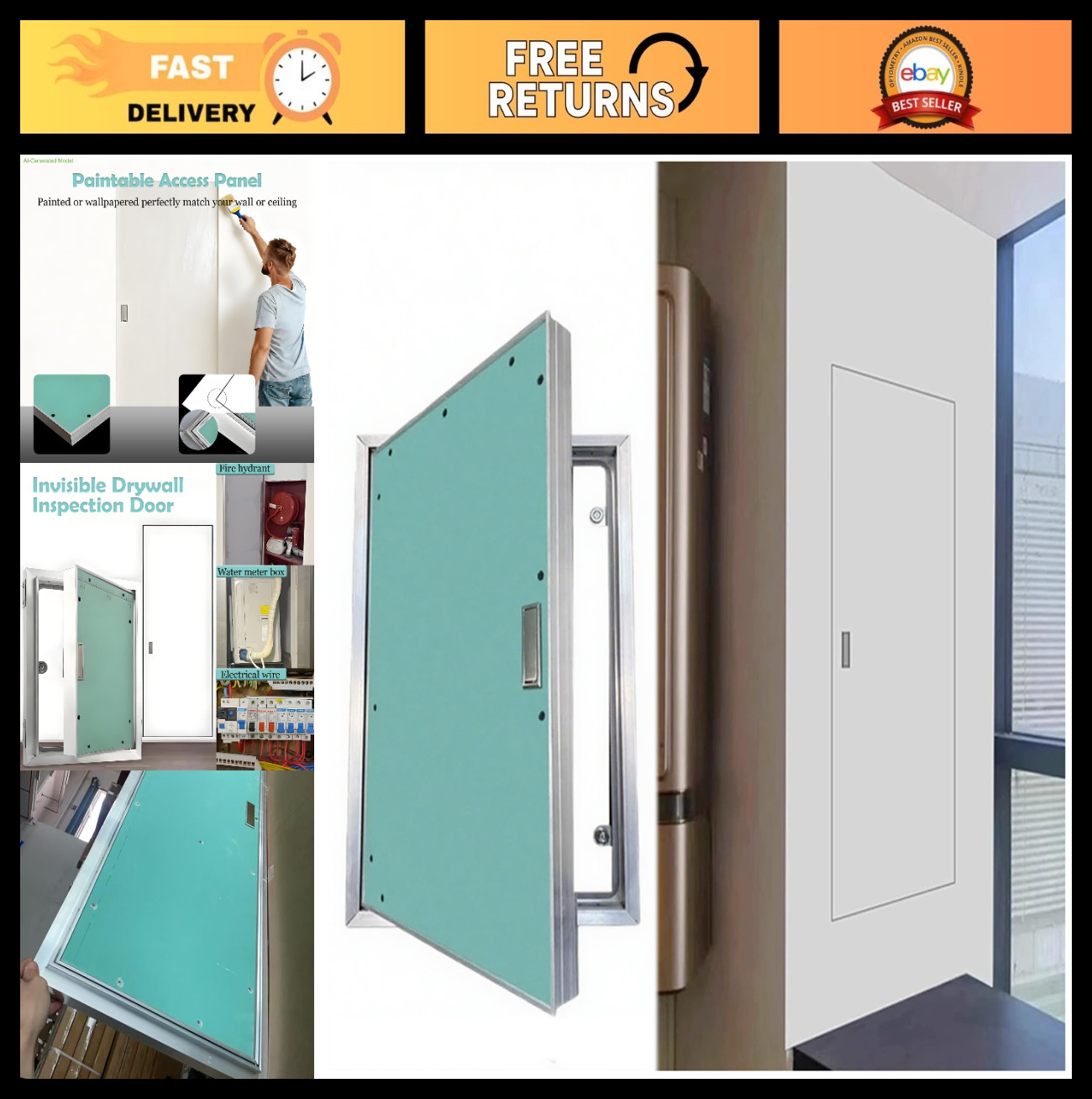 Flush Mount Aluminum Drywall Access Panel 15.75" x 47.2" Paintable Inspection Do