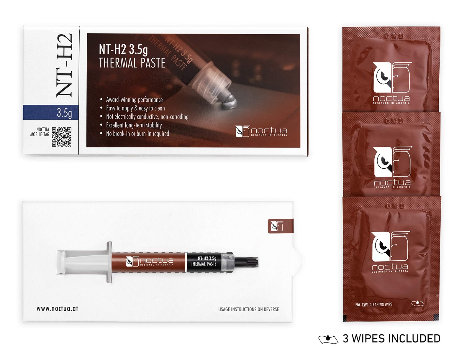 NTH2 3.5g, Thermal Computer Paste incl. 3 Cleaning Wipes 3.5g