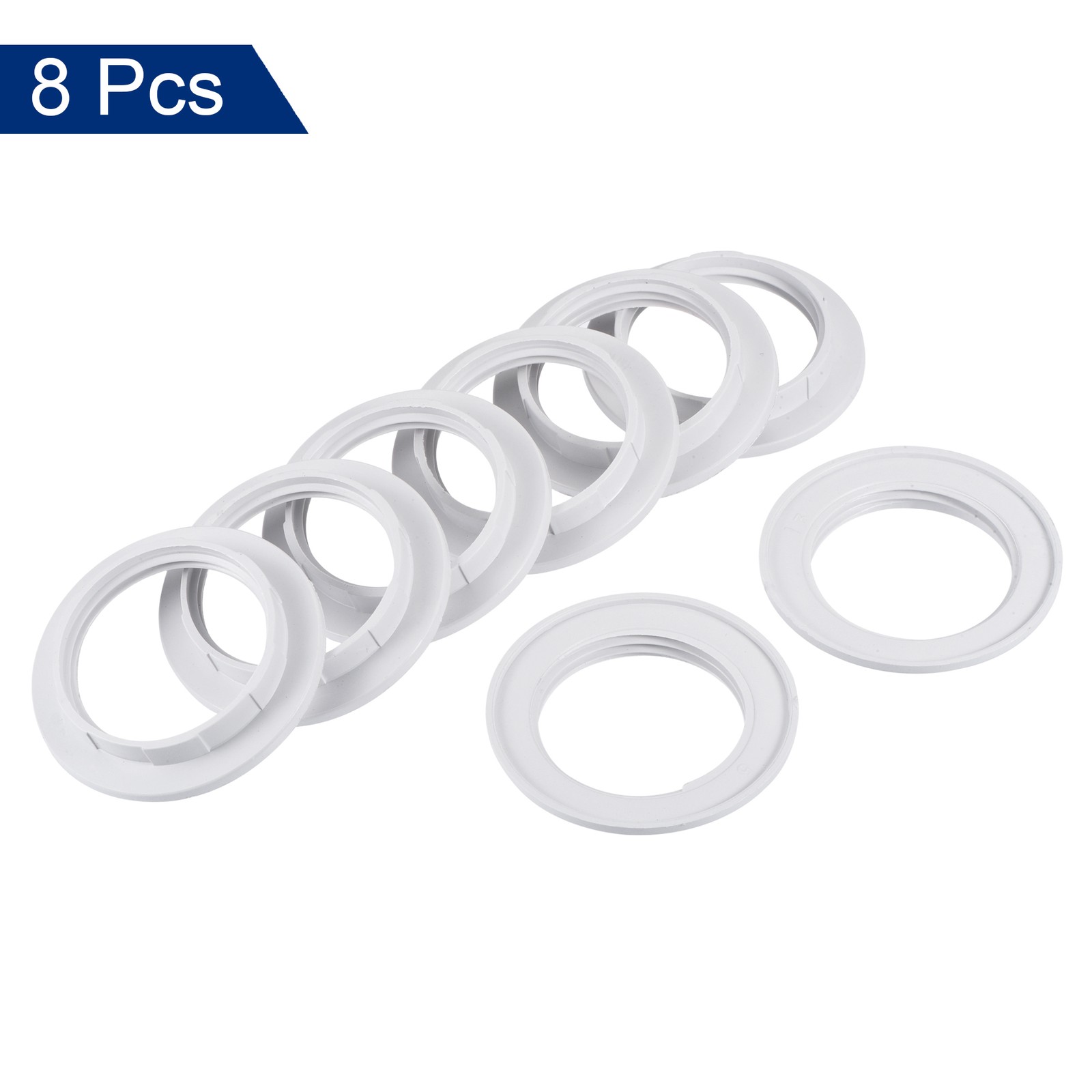 E26/E27 Light Socket Rings Lamp Shade Holder Adapter Ring White Pack of 8