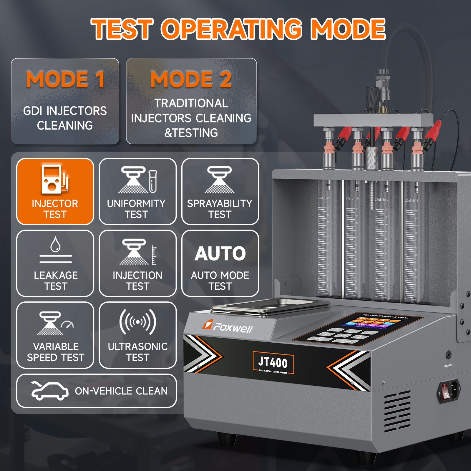 FOXWELL JT400 Universal Fuel Injector Cleaner Ultrasonic Cleaning Machine Tool
