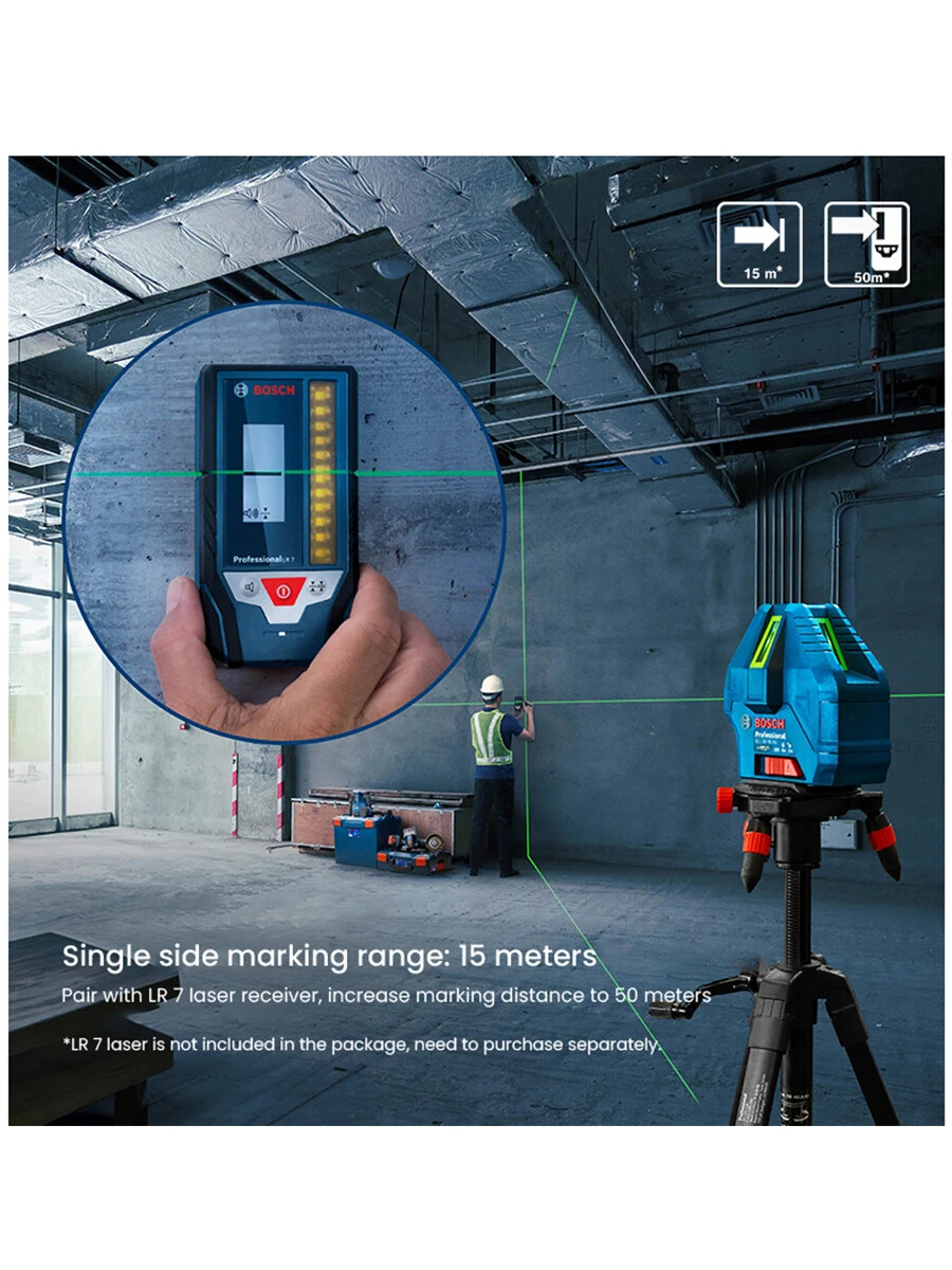 BOSCH Green Laser Level 3D 5Lines Self-leveling Horizontal &Vertical GLL50-15XG