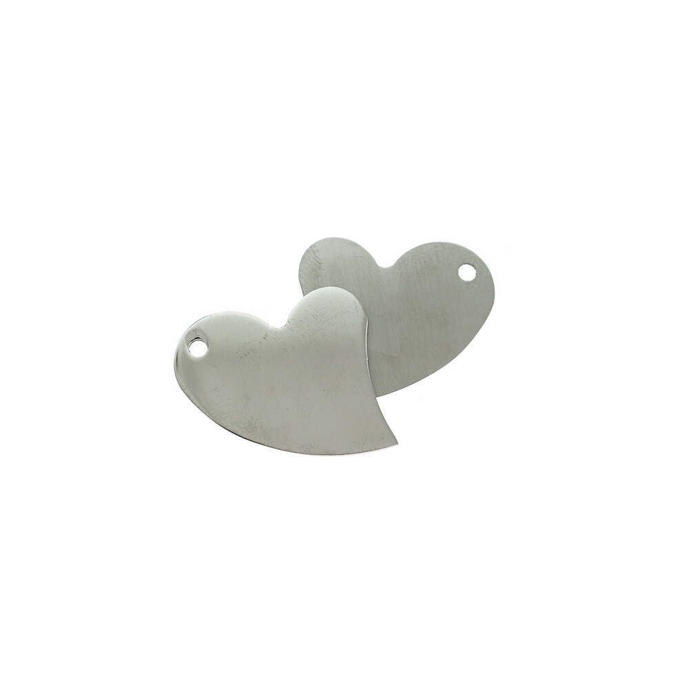 Heart Stamping Blanks - Stainless Steel - 28mm x 32mm - 1 Tag - MT275
