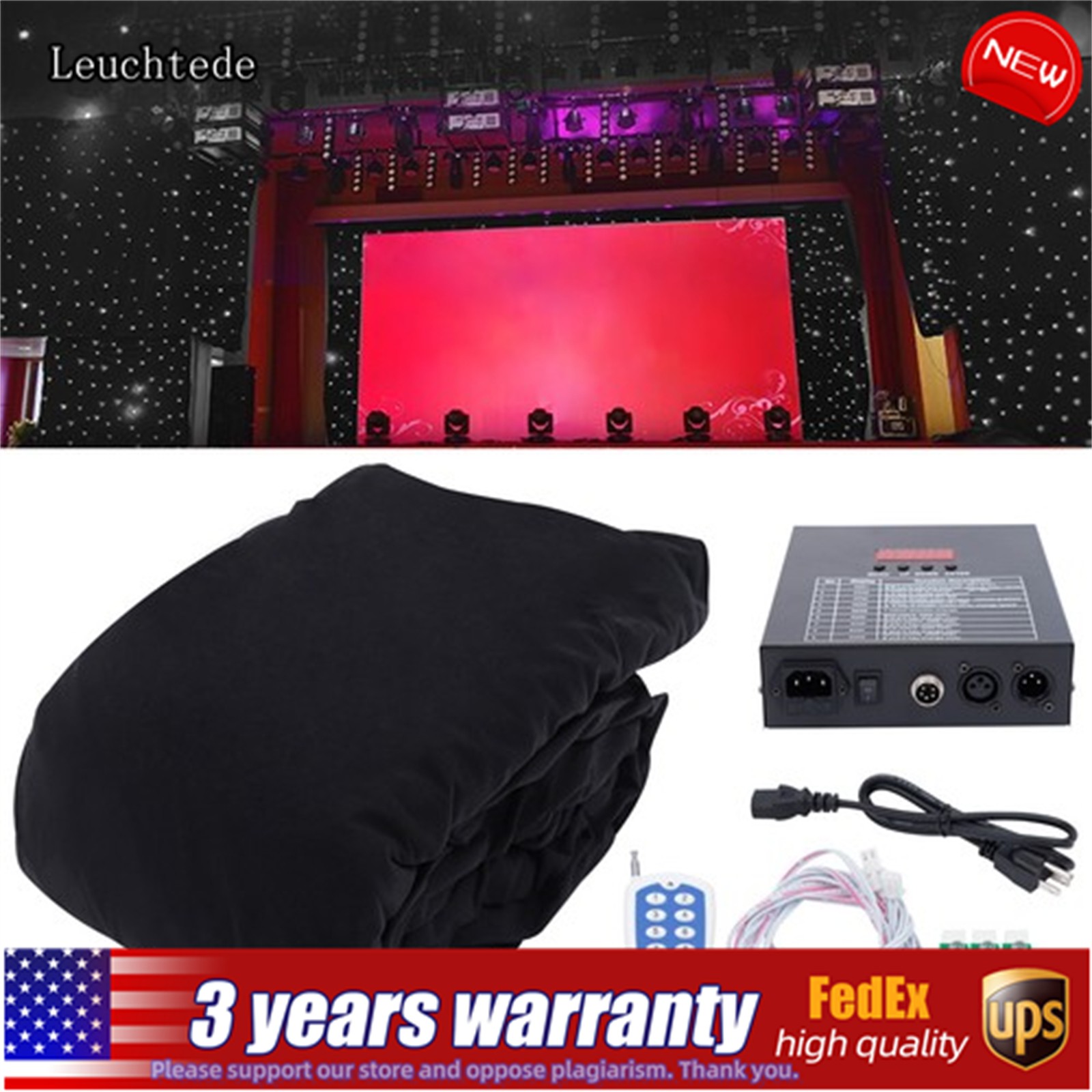 LED Star Curtain Wedding Stage Backdrop Birthday Party Background with Remote