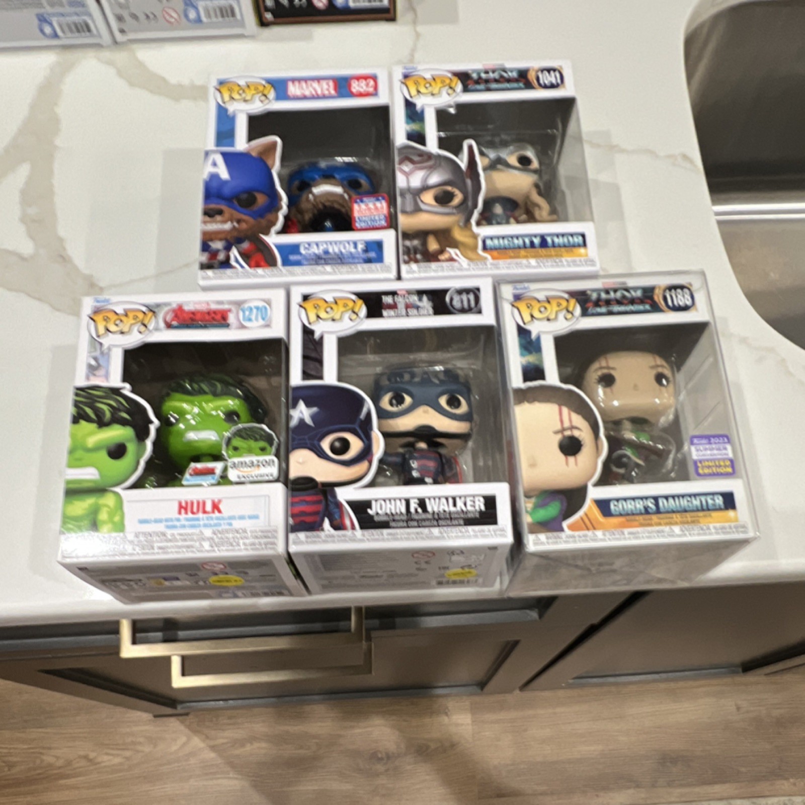 Funko Pop! Marvel Lot of 5 Boxed Vinyl Amazon Exclusive: Cap Thor Hulk