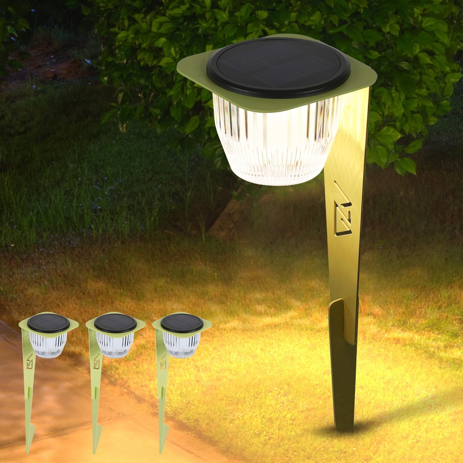 Solar Pathway Lights Outdoor, Super Bright 500 lumens with 2-in-1 Solar Power...