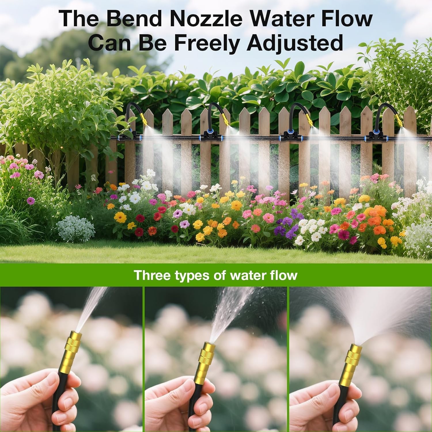 1/4" Drip Irrigation System, Adjustable Copper Nozzles 7.8ft Rod Length, 12pc...