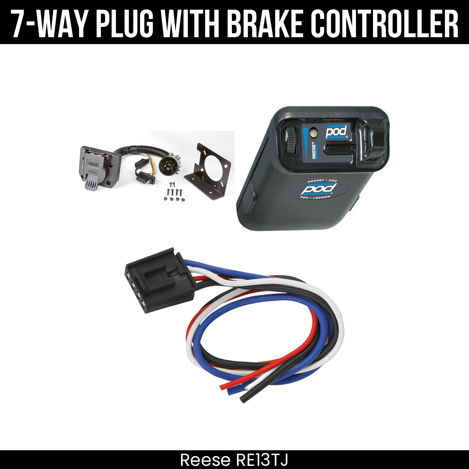 Reese RV 7-Way Wire Brake Control For 07-18 Jeep Wrangler JK 04-06 TJ 118384 NEW