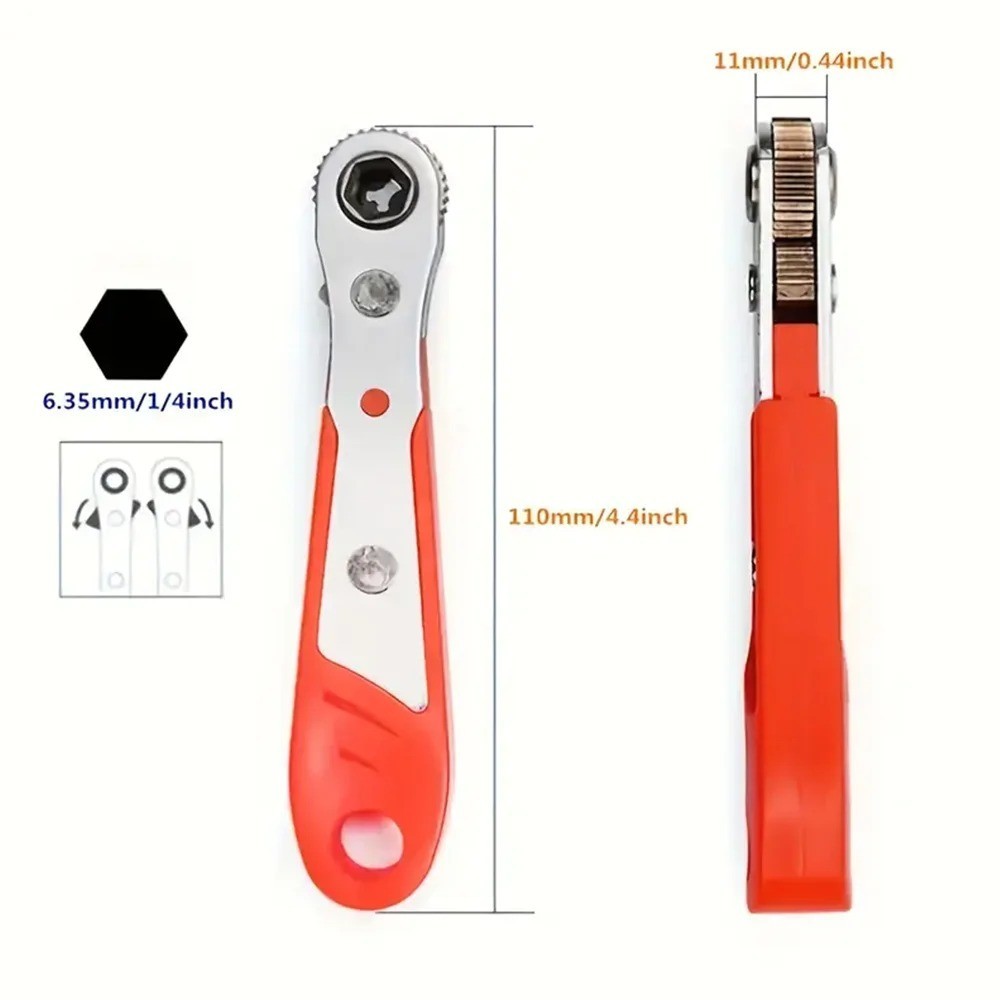 Ratcheting Right Angle Screwdriver Hex Drive 90 Degree Offset + 10pc Bits Set!