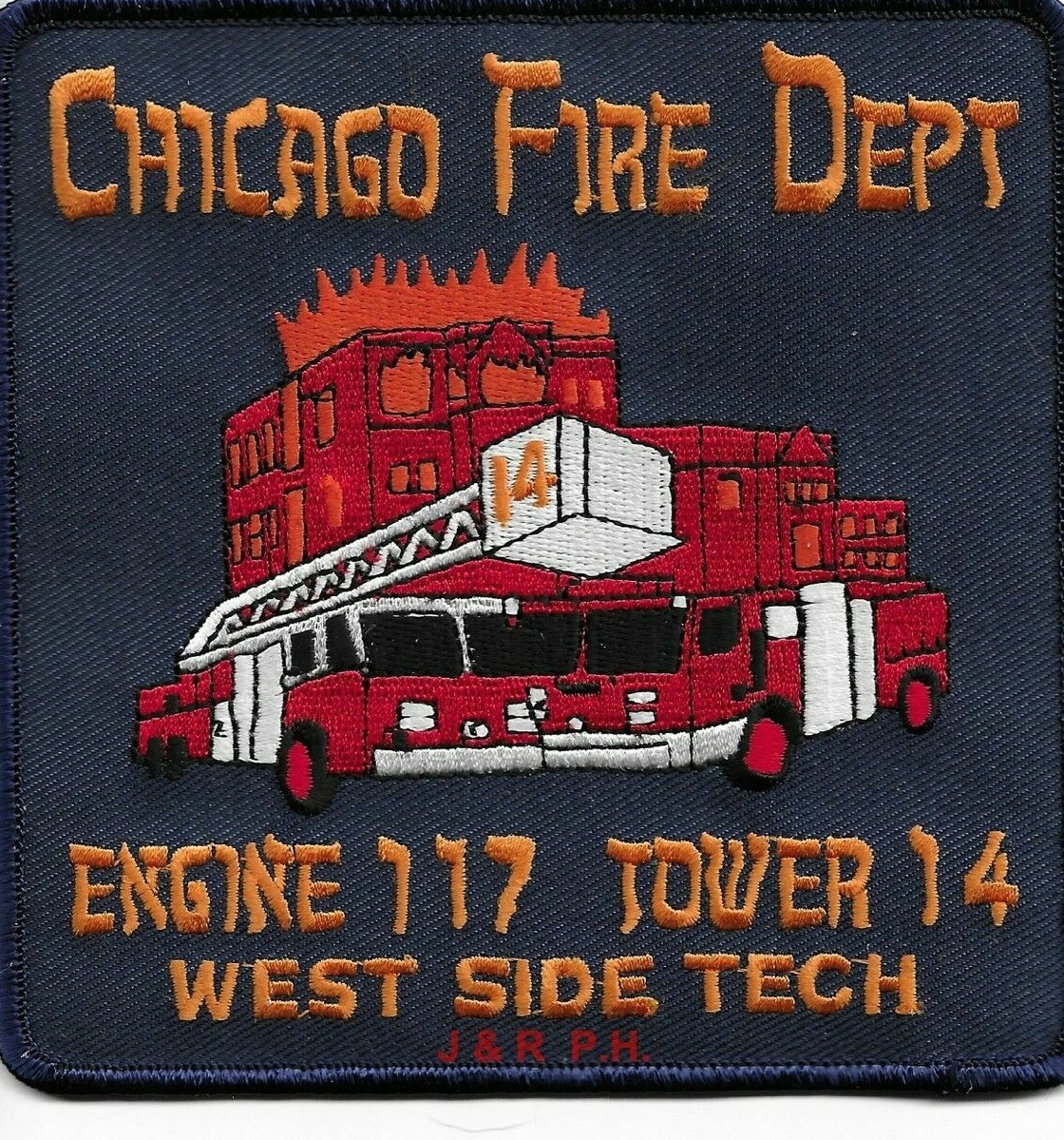 *NEW* Chicago Engine-117 / Tower-14  "W. Side", Illinois (5" x 5") fire patch