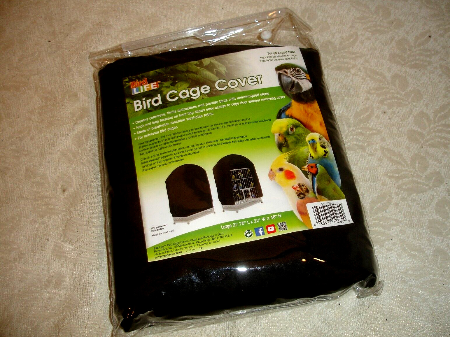 Penn-Plax Bird-Life Universal Fit Birdcage Cover Large 27x22x46 NIP