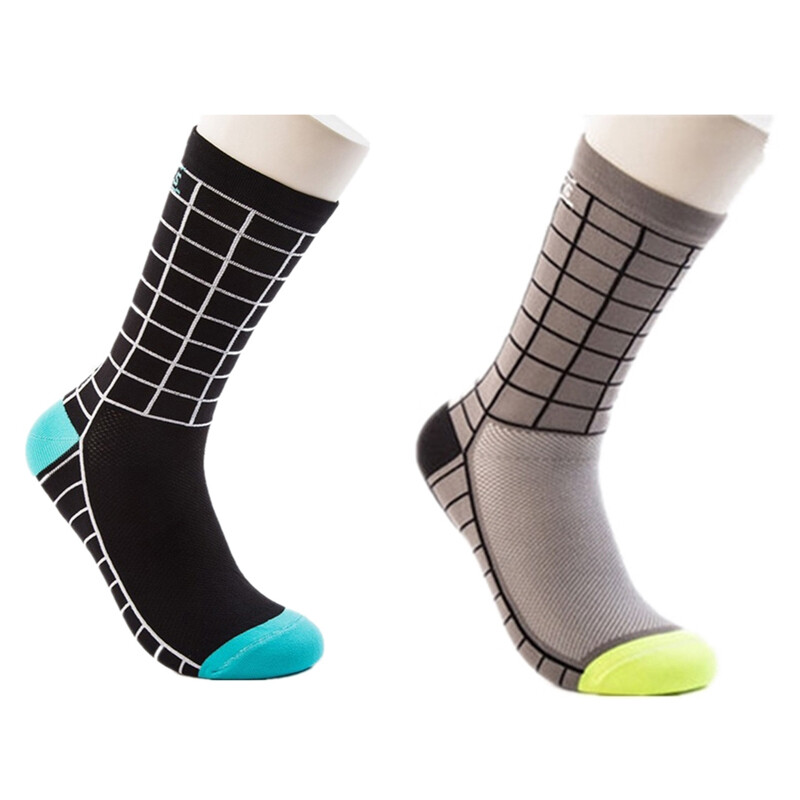 2 Pairs Cycling Socks Pro Road Bicycle Riding Bike Sports Ankle Socks Black Grey
