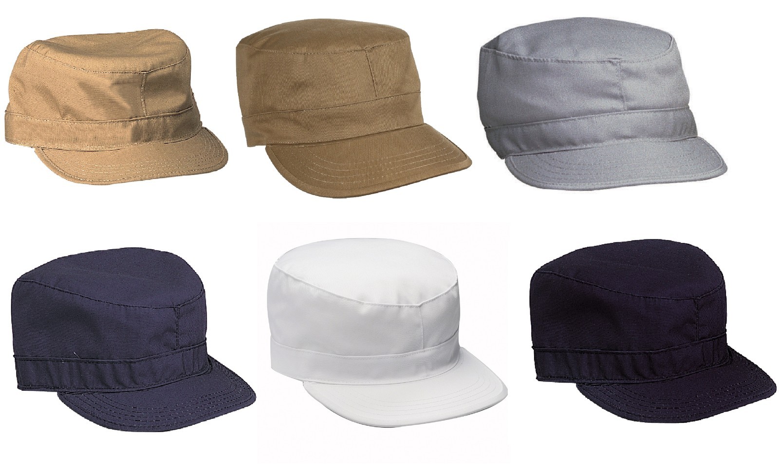 Men's Fatigue Caps - Military Style Solid Color Fitted Cap Hat Gorra