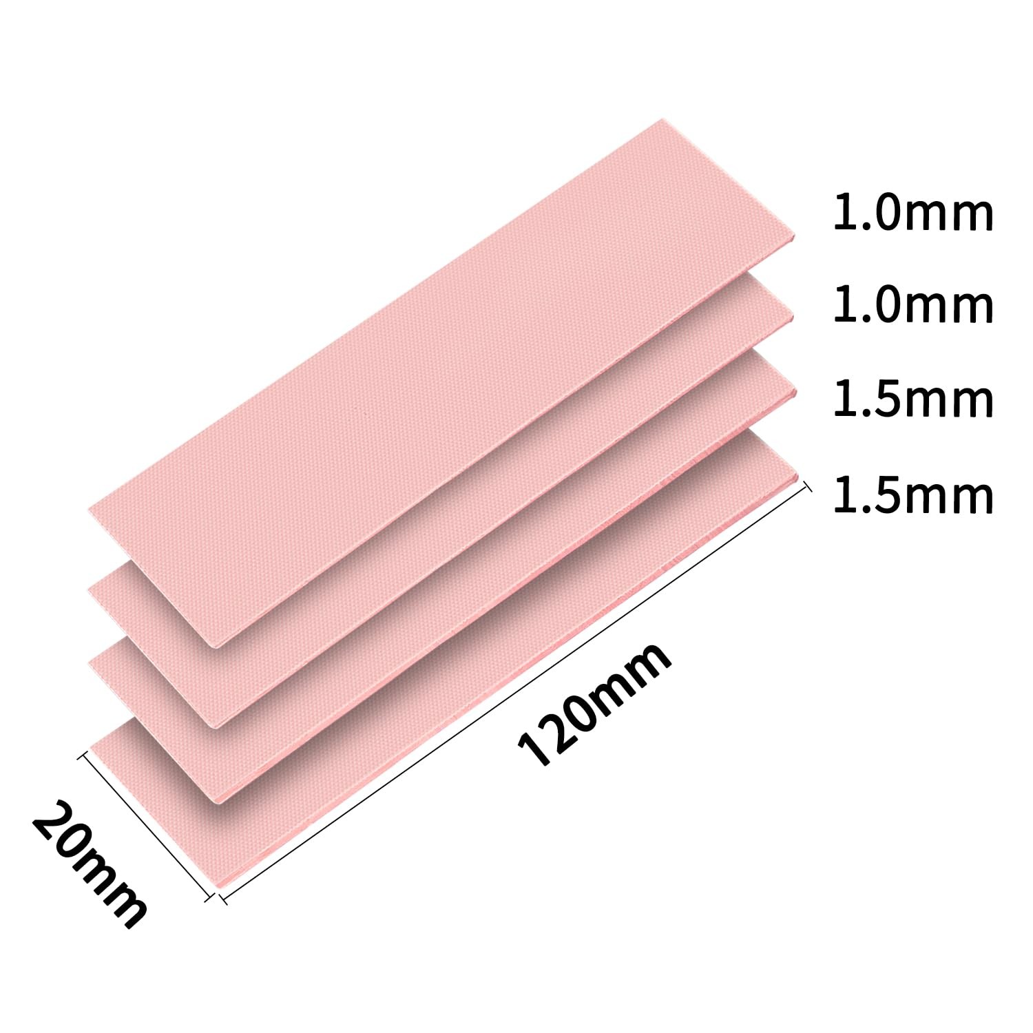 15W Thermal Pads for GPU, NVMe, CPU, SSD - 4 Pack 1mm 1.5mm Sizes