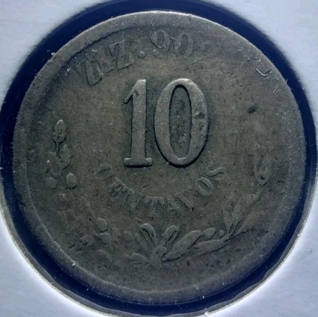 1887 ZZ Mexico 10 Centavos - Silver - Low Mintage Mexican Coin