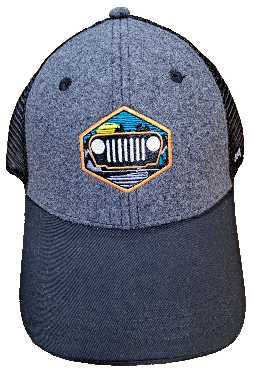 Jeep Wrangler YJ Strapback Hat Baseball Cap Mesh Black Gray Teal Sunset Grill OS