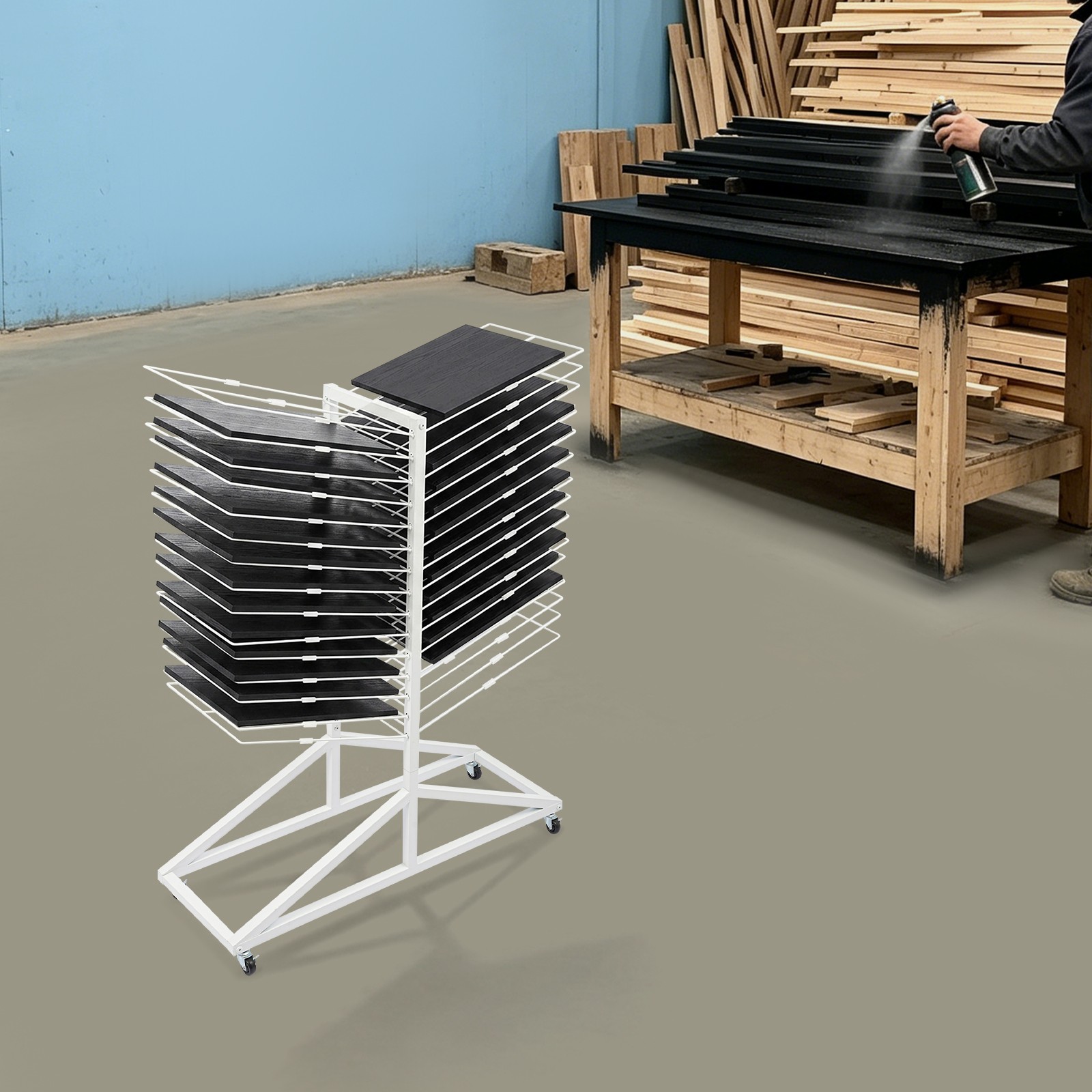 30 Tier Paint Drying Rack, Workshops Paint Drying Rack, Freestanding Drying Rack