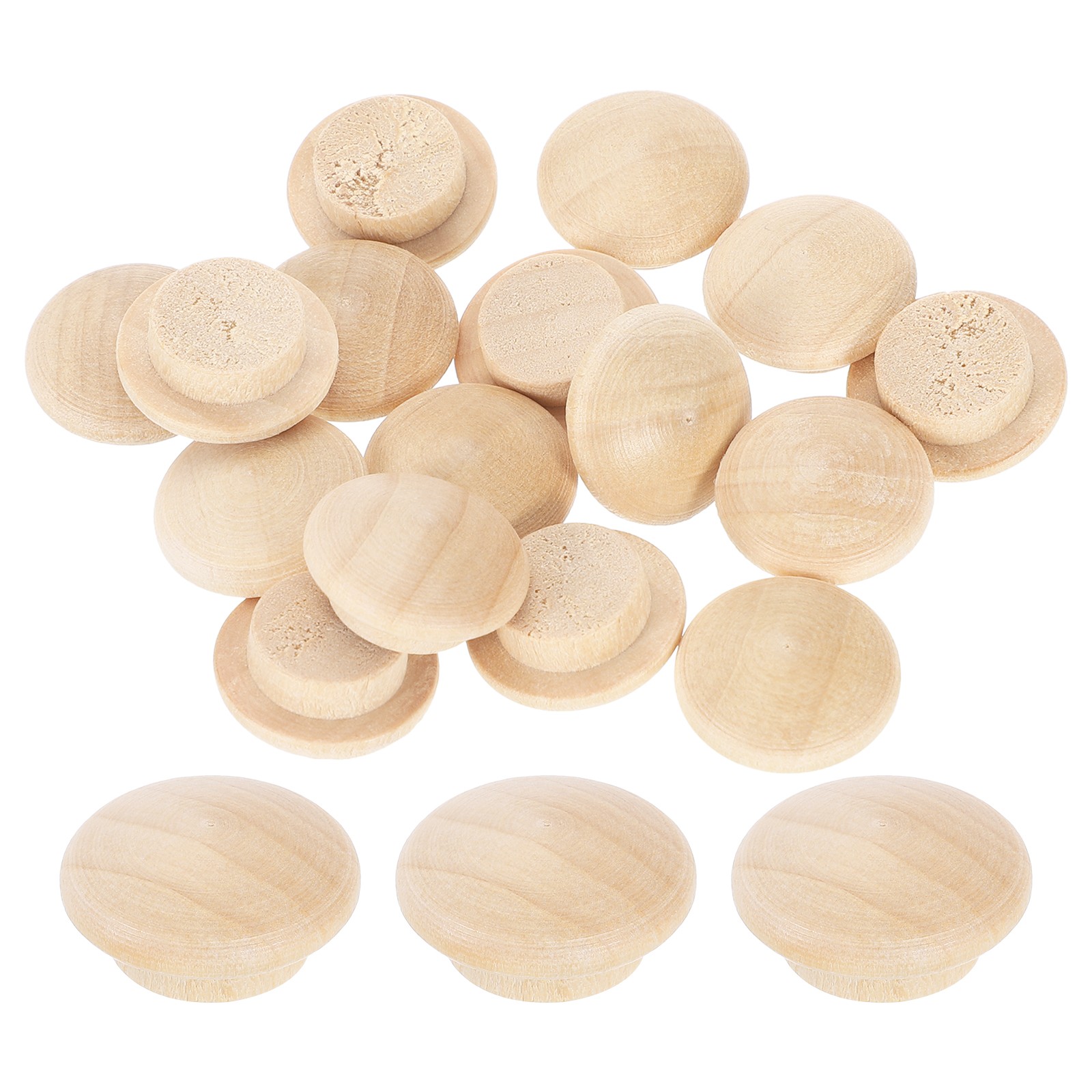 26Pcs Wood Button Plugs, 12mm/0.47" Hardwood Screw Hole Plug for Furniture