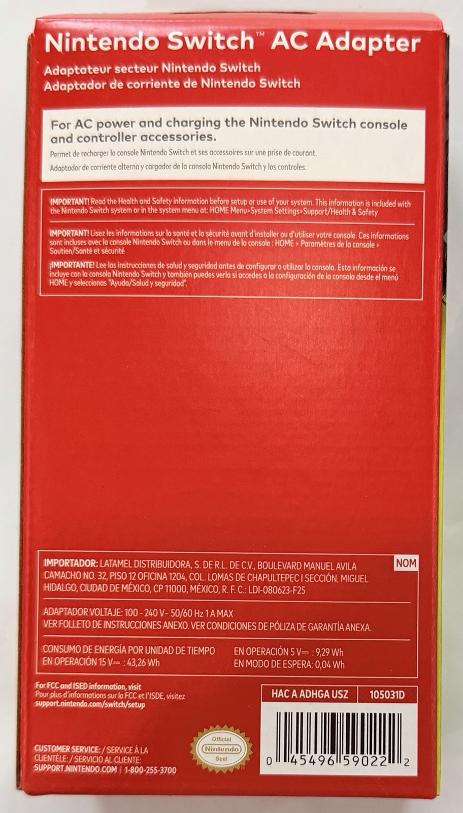 Original Nintendo Switch Ac Adapter - Black (Brand New)