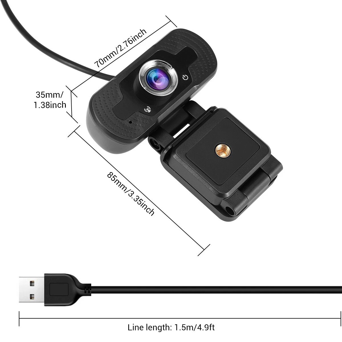 1080P USB 2.0 Webcam for PC Desktop & Laptop Web Camera with Microphone Full HD