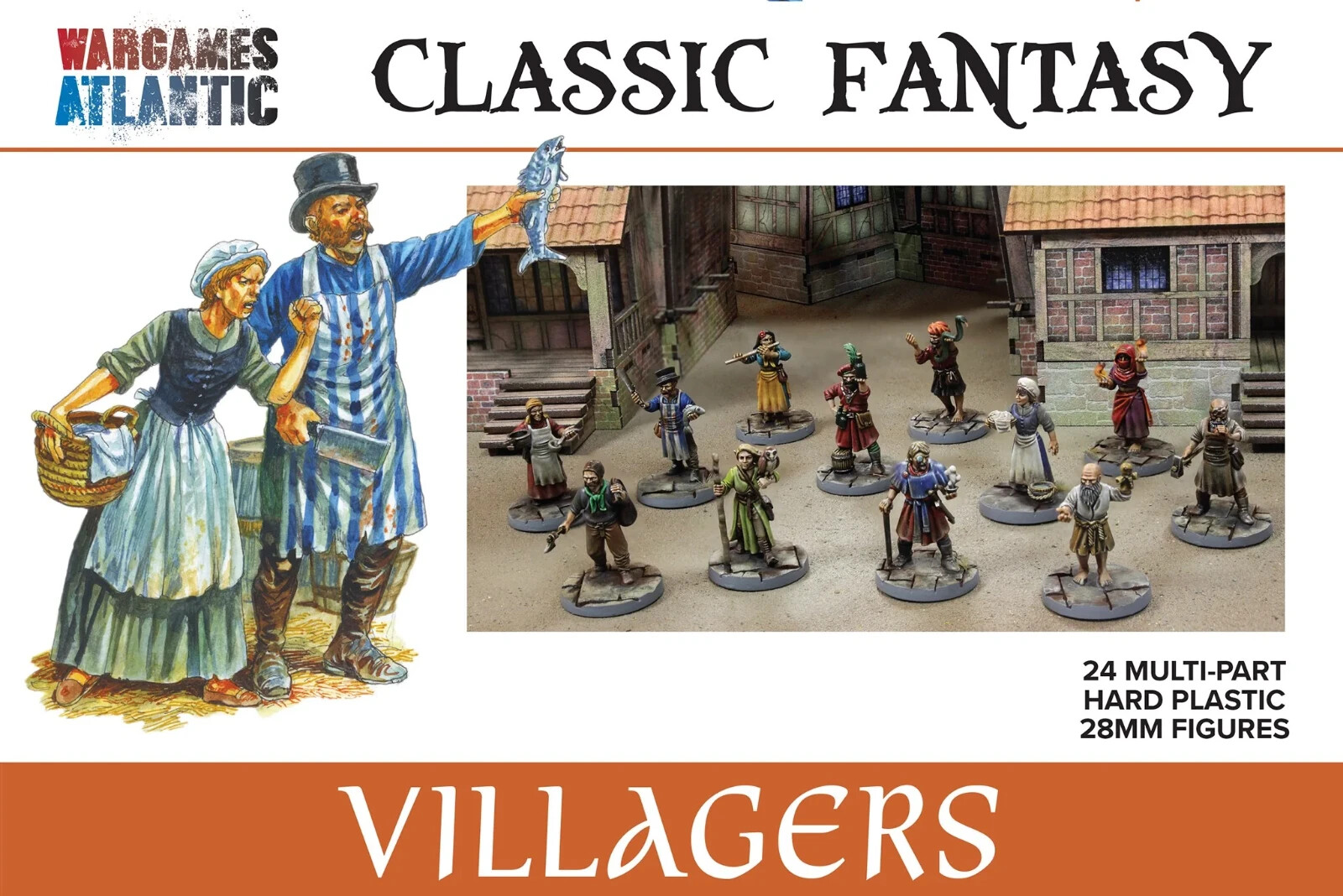 Wargame Atlantic Villagers Boxed Set 28mm 24 Models D&D