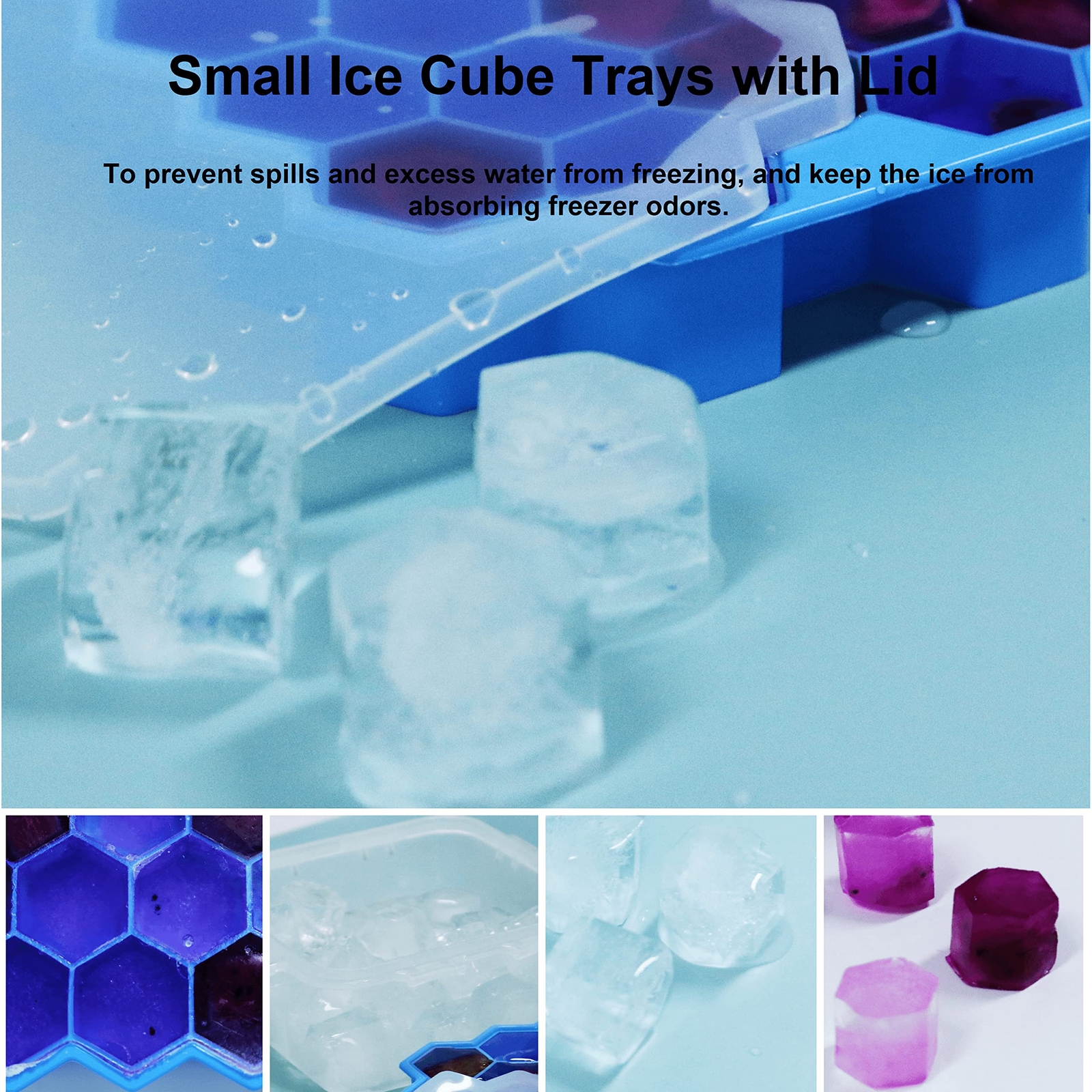 Ice Cube Trays for Freezer with Lid, Silicone Ice Cube Tray Ice Maker, 3 Packs