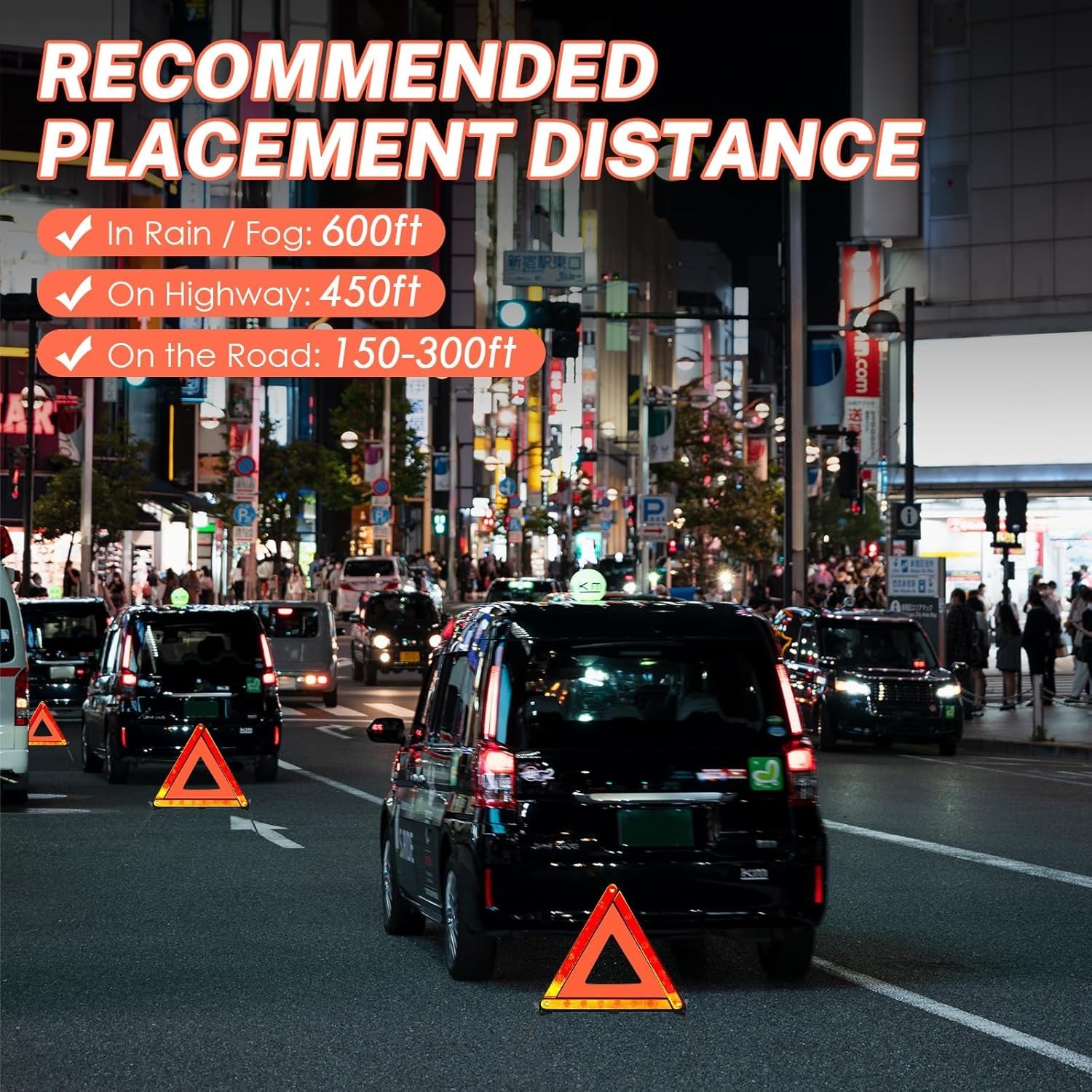 3 Pack Emergency s, Reflective Roadside Safety Triangle Kit with Storage Case...