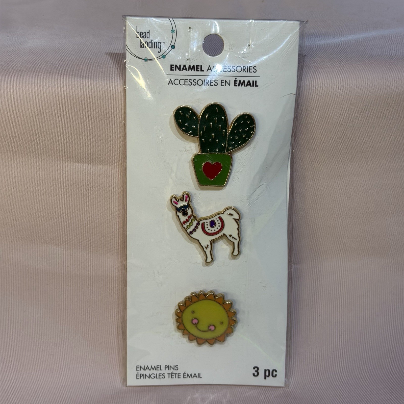 Bead Landing Enamel Accessories Enamel Pins 3 Piece Sun Cactus Llama Lapel 6040o