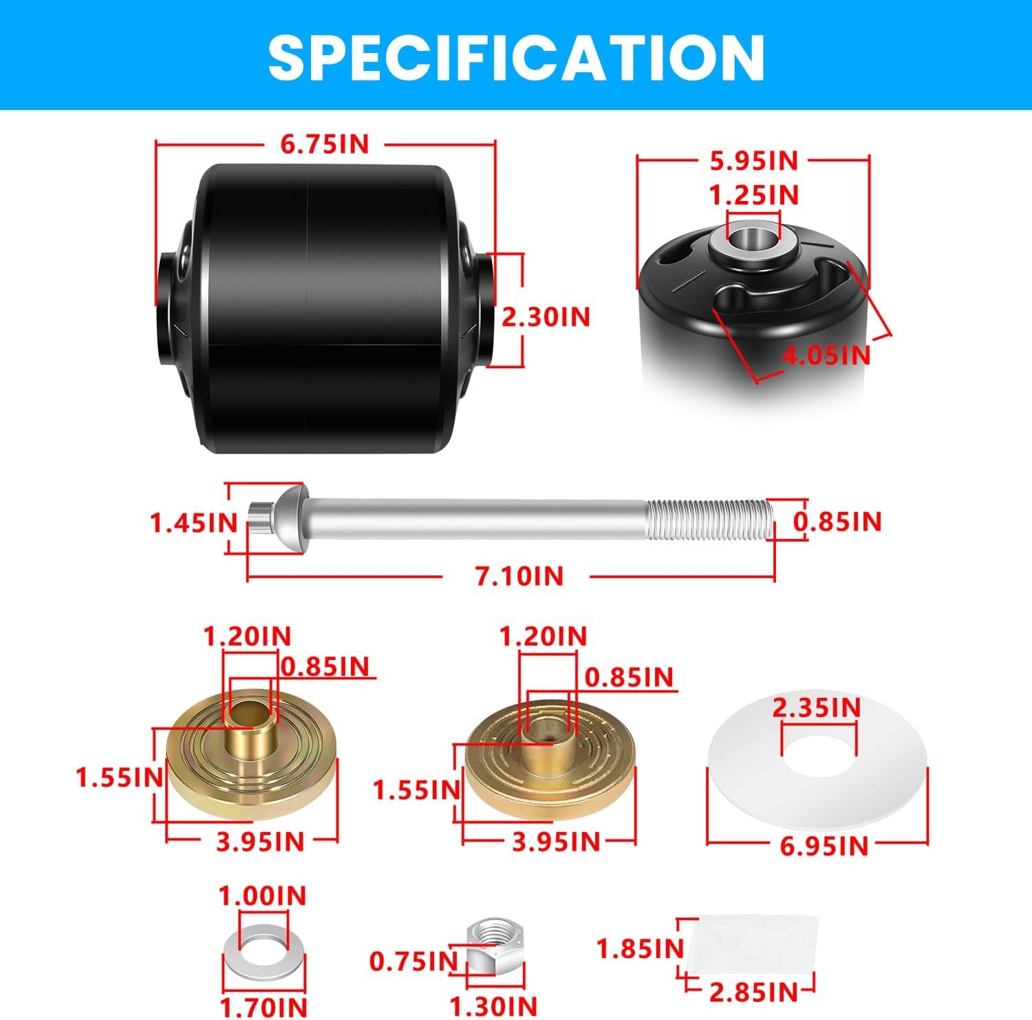 Quik-Align Pivot Bolt Bushing Kit Replacement for Hendrickson S-24691S S-28654