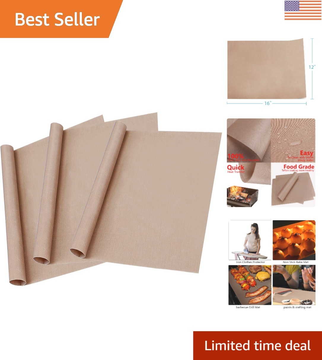 Versatile 12x16" PTFE Sheets for Heat Press - 3 Pack Non-Stick Solution