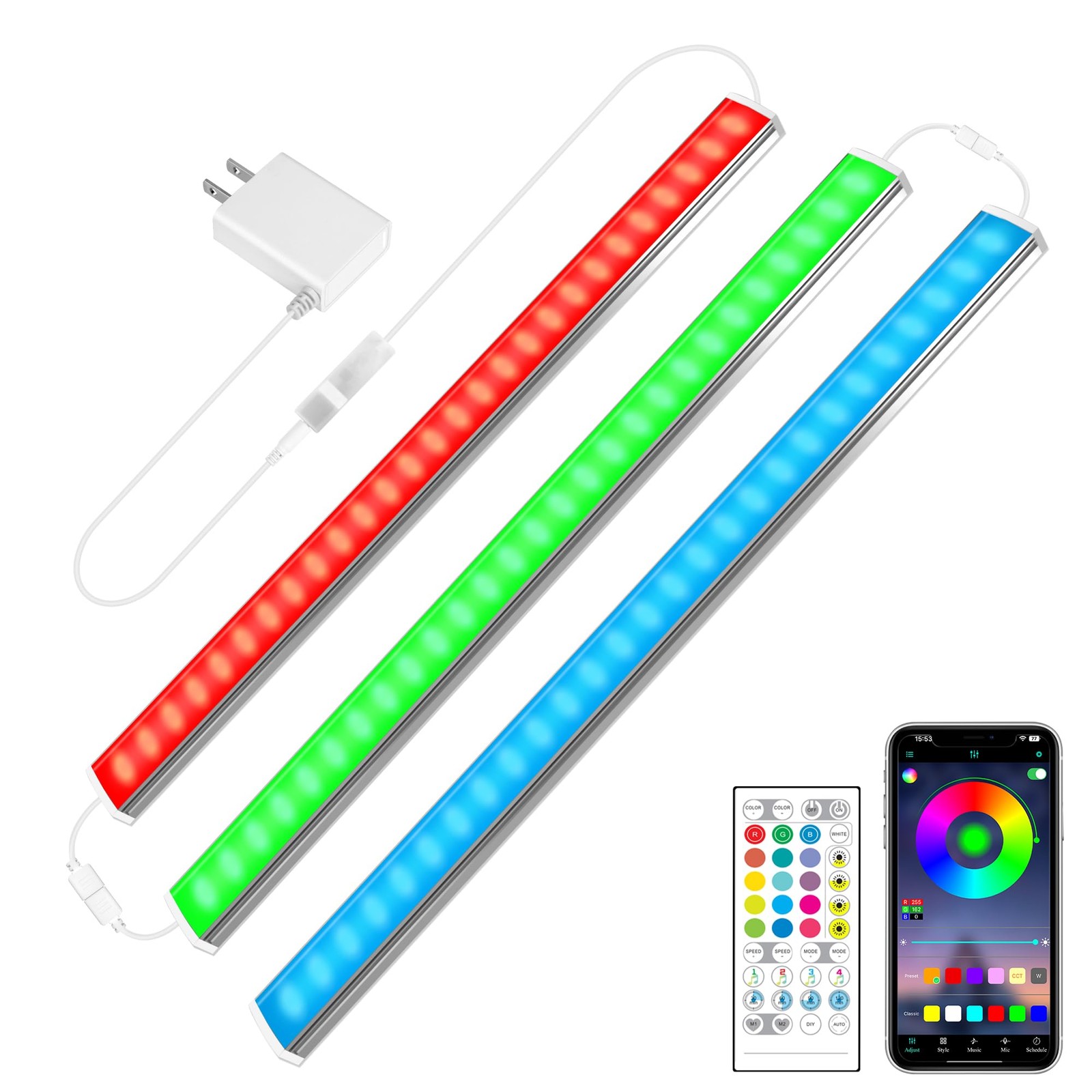 Luces LED Para Gabinete 3 Piezas Ultra Delgadas Con Control Por App Pro