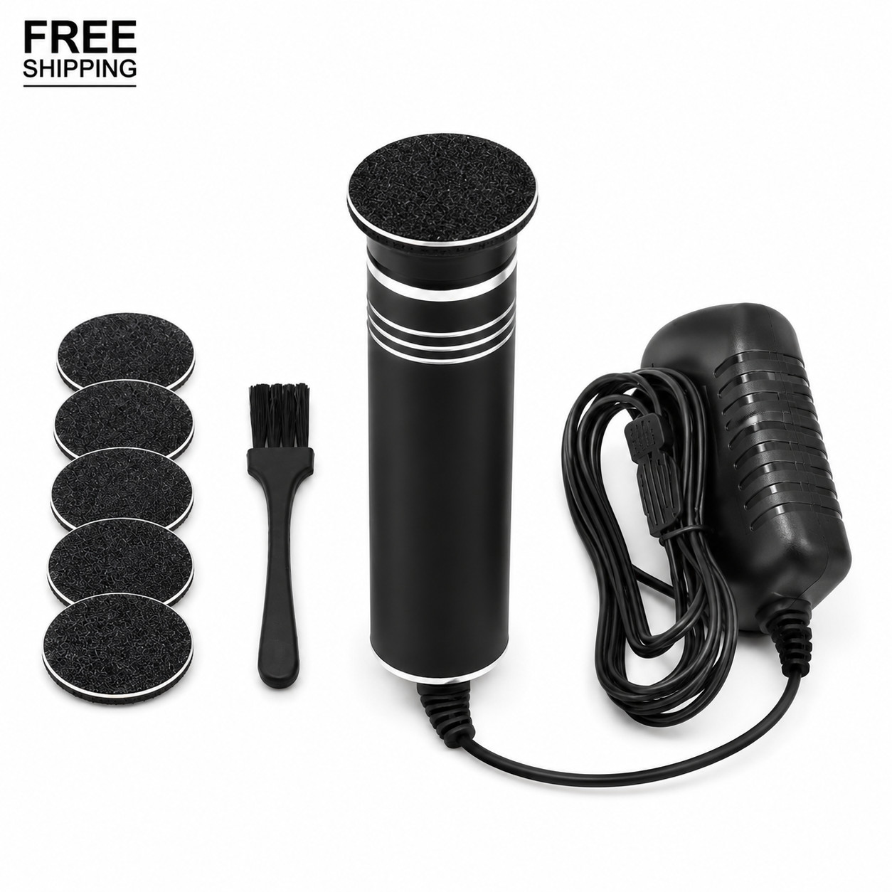 Electric Callus Remover for Feet 1200 RPM with 60 Refill Sanding Discs Black