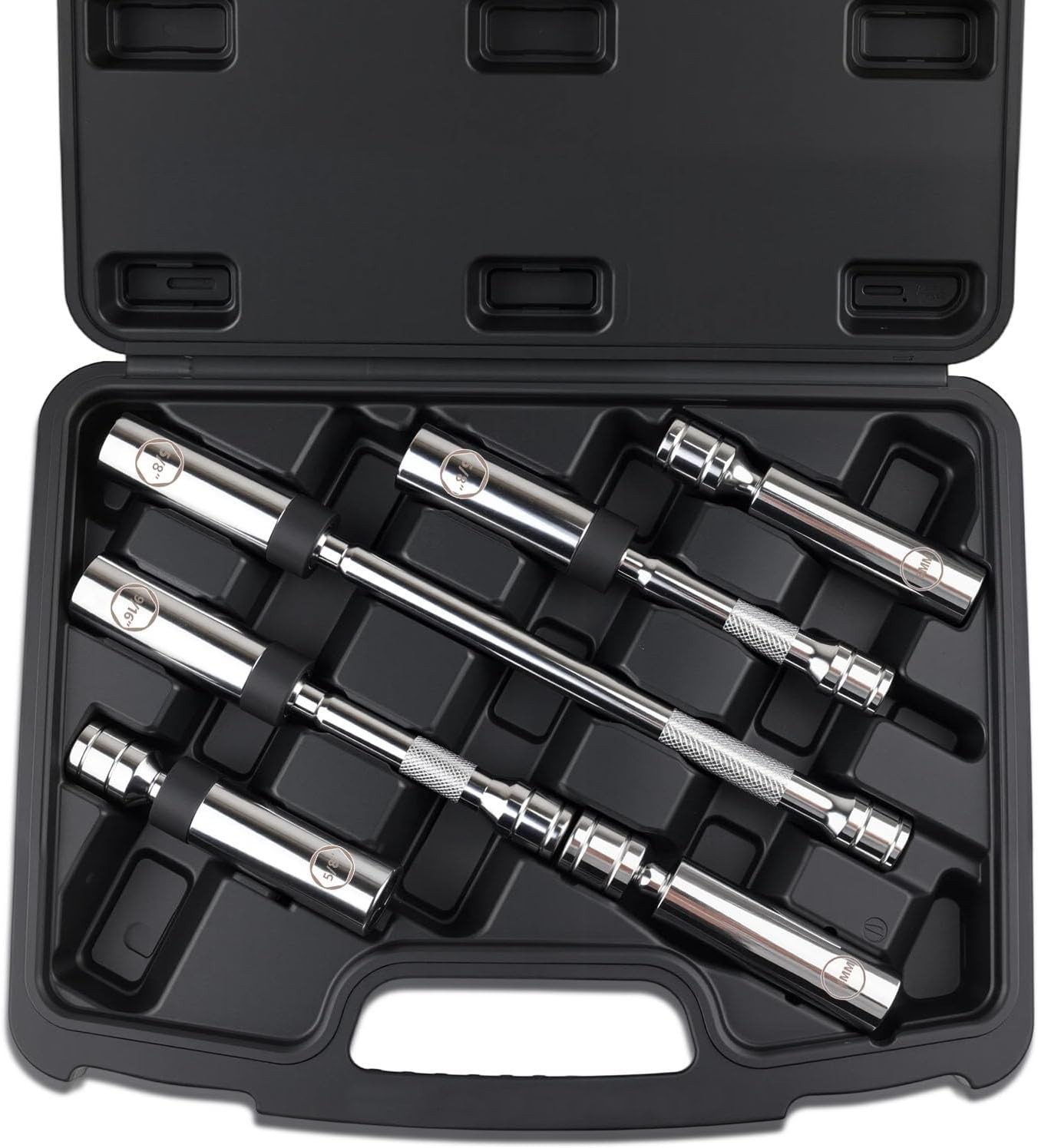 Jiimee 6pcs 3/8" Drive Magnetic Swivel Spark Plug Socket Set, Include 9/16”,...