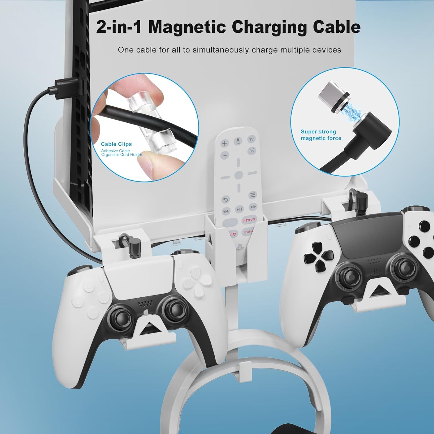Wall Mount Kit Compatible with Mini PS5 Slim, Stand Shelf with Controller Holder