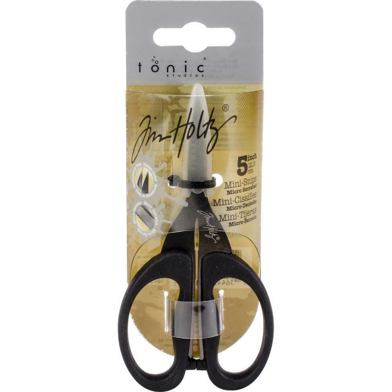 Tim Holtz Tonic Studios 5" Mini Scissors Titanium Coated Non-Stick blades 816